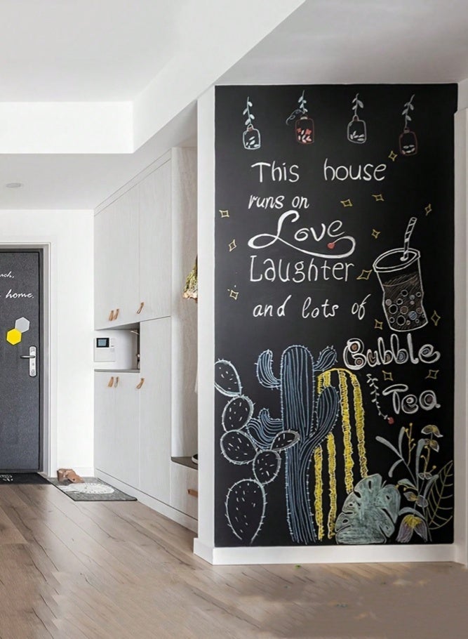 MAIDI Versatile 1-Roll Self-Adhesive Vinyl Chalkboard Wallpaper | Removable Kids Blackboard Wall Sticker with 5 Colored Chalks & Eraser Cloth | Durable Easy-Erase Message Board for Home, School & Office - Image 1